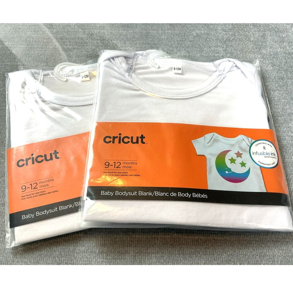 Lot of 2 NWT Cricut Infusible Ink Baby Bodysuit Blanks 9-12M